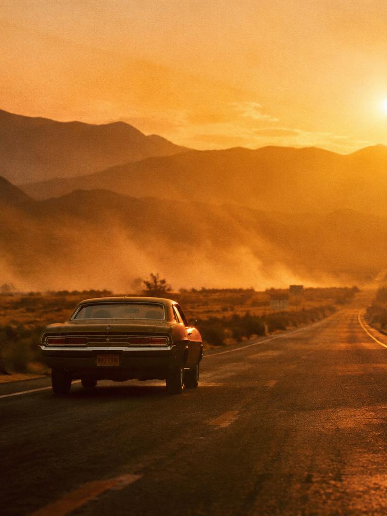Desert highway at dusk